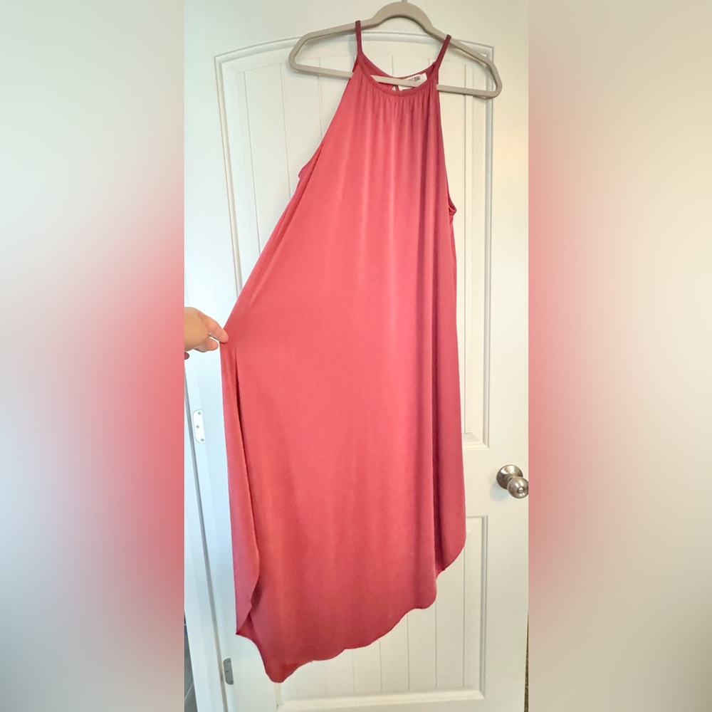 DOUBLE ZERO Women's Mystical Dress High Neck Sleeveless Sz Medium Dark Rose Pink